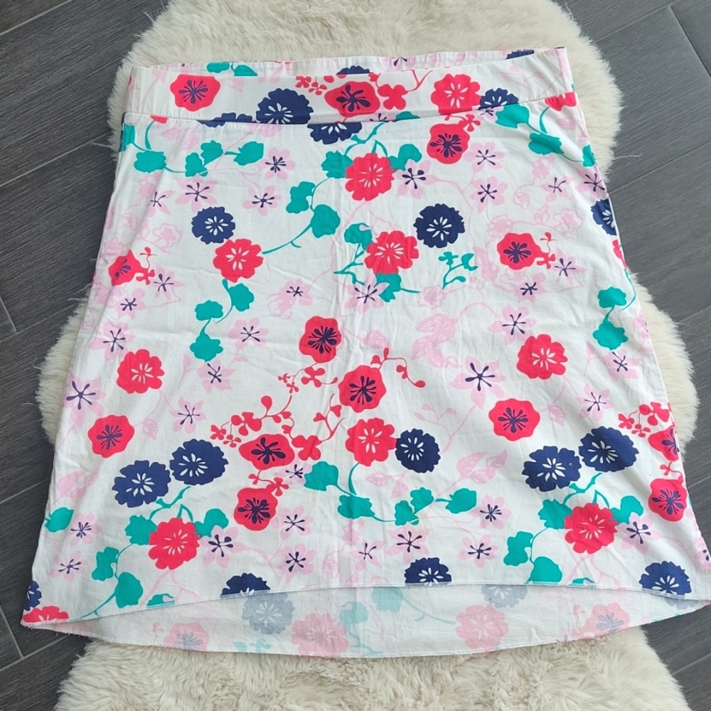 Babystyle Floral Cotton A-line High-Low Maternity Skirt sz S